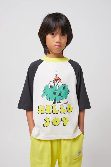 Bobo Choses t-shirt in cotone per bambini Hello Joy colore bianco 125AC016