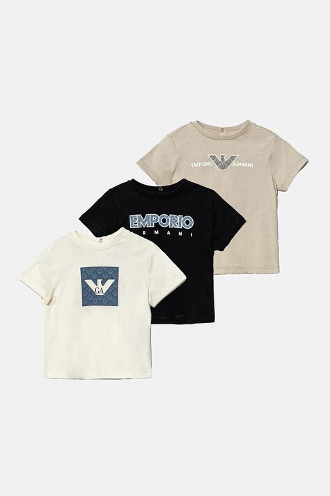 Emporio Armani baba pamut póló 3 db bézs, nyomott mintás, EB000380 AF13913