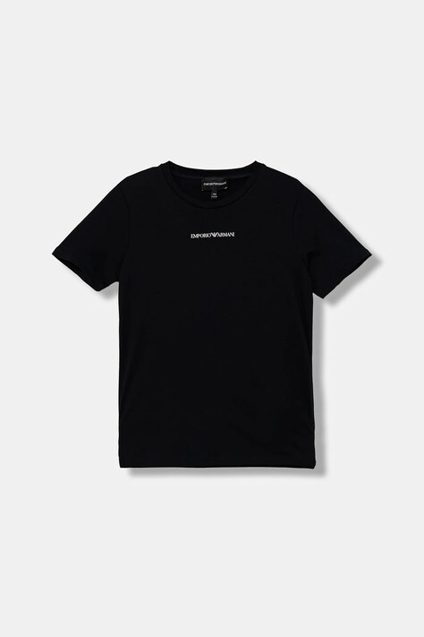 Otroška bombažna kratka majica Emporio Armani črna barva, EB000421 AF15013