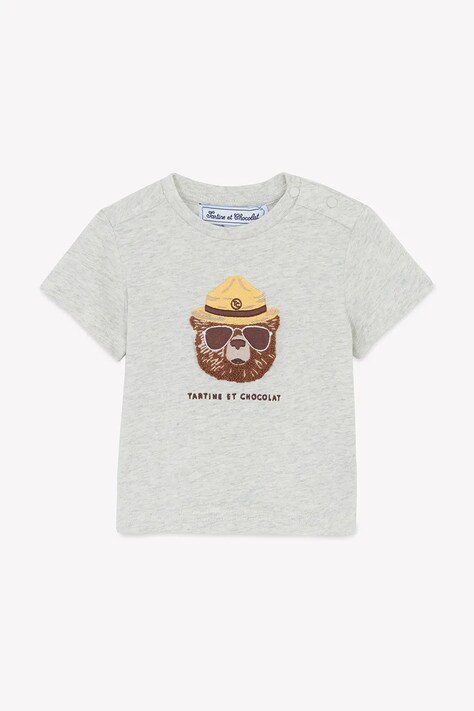 Tartine et Chocolat t-shirt bawełniany niemowlęcy kolor szary z nadrukiem CA10051
