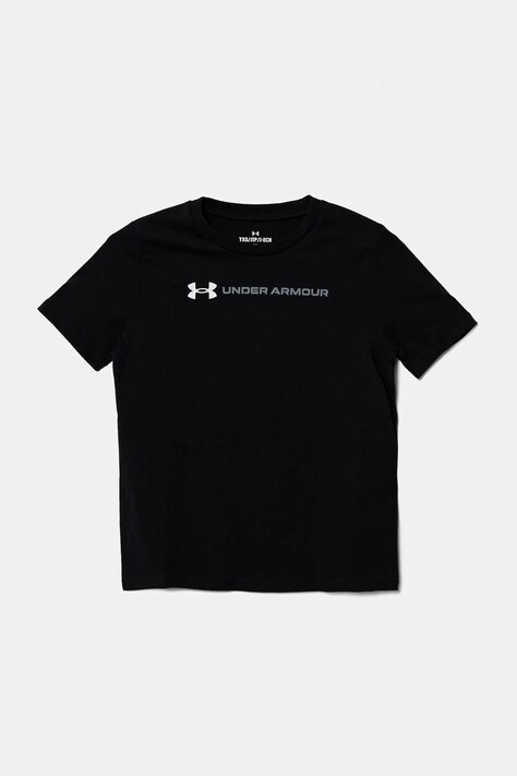 Under Armour tricou copii LOGO WORDMARK SS culoarea negru, cu imprimeu, 1389963