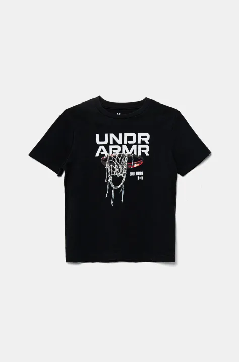 Under Armour t-shirt dziecięcy Hoops Net SS kolor czarny z nadrukiem 1389991