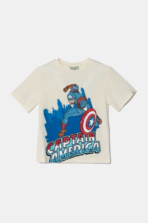 United Colors of Benetton t-shirt bawełniany dziecięcy kolor beżowy z nadrukiem 35RYG10I1