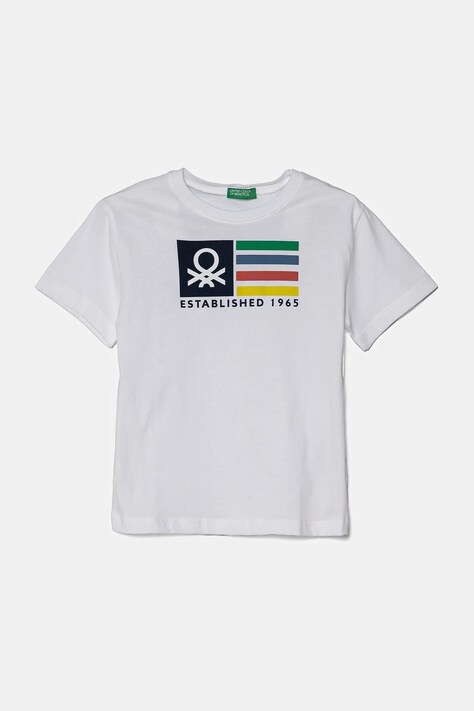 United Colors of Benetton t-shirt bawełniany dziecięcy kolor biały z nadrukiem 3I1XG10HT