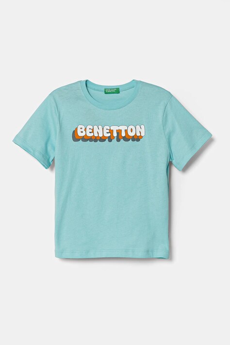 United Colors of Benetton t-shirt in cotone per bambini colore turchese 3I1XG10HT