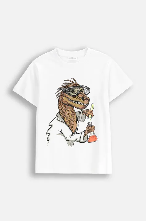 Coccodrillo t-shirt bawełniany dziecięcy kolor biały z nadrukiem EVERYDAY BOY