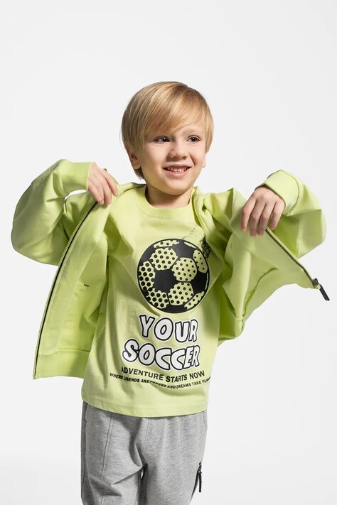 Dětské bavlněné tričko Coccodrillo zelená barva, s potiskem, MONOCHROME BOY KIDS
