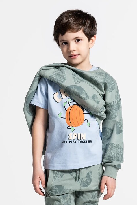 Dětské tričko Coccodrillo modrá barva, s potiskem, SAGE TIME BOY KIDS