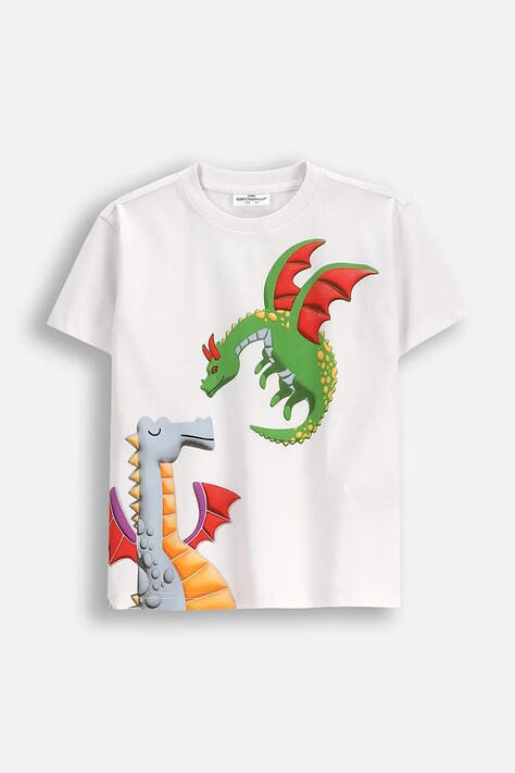 Dječja pamučna majica kratkih rukava Coccodrillo boja: bijela, s tiskom, DRAGONS BOY KIDS