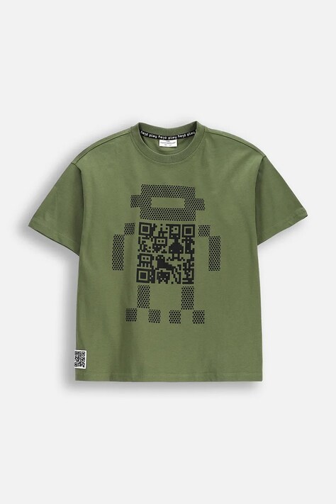 Детская хлопковая футболка Coccodrillo цвет зелёный с принтом GAMER BOY JUNIOR