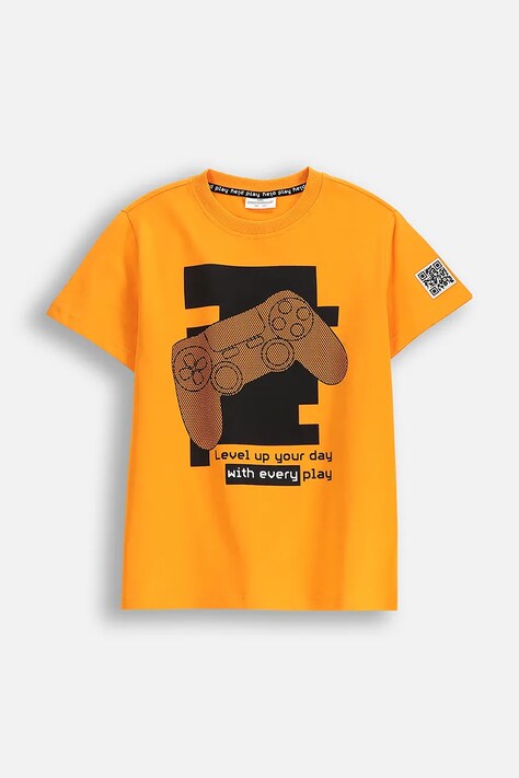 Coccodrillo tricou de bumbac pentru copii culoarea portocaliu, cu imprimeu, GAMER BOY JUNIOR