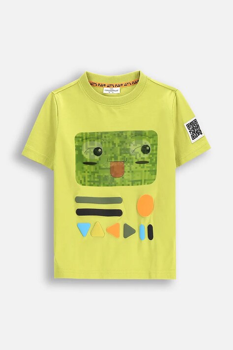 Dětské bavlněné tričko Coccodrillo zelená barva, s potiskem, GAMER BOY KIDS