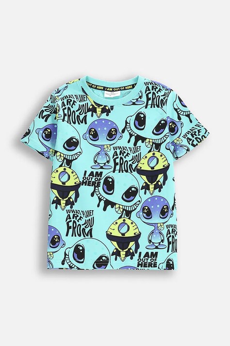 Coccodrillo t-shirt türkiz, nyomott mintás, COSMIC RAVE BOY KIDS