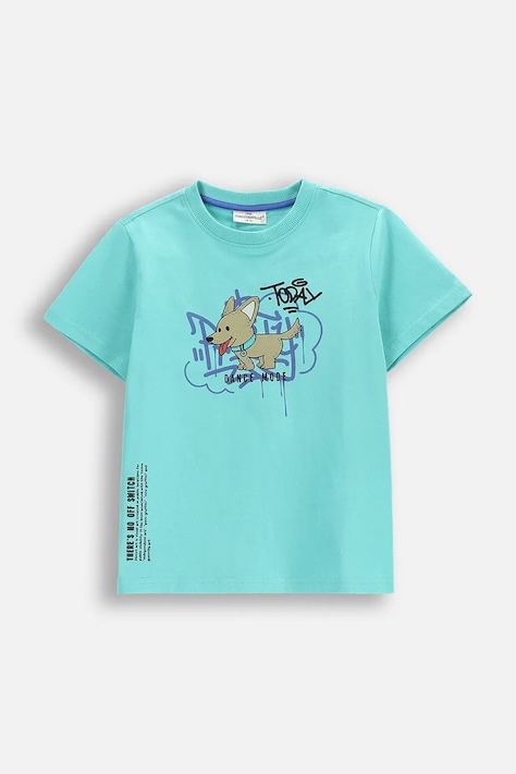 Coccodrillo tricou de bumbac pentru copii culoarea turcoaz, cu imprimeu, EVERYDAY BOY