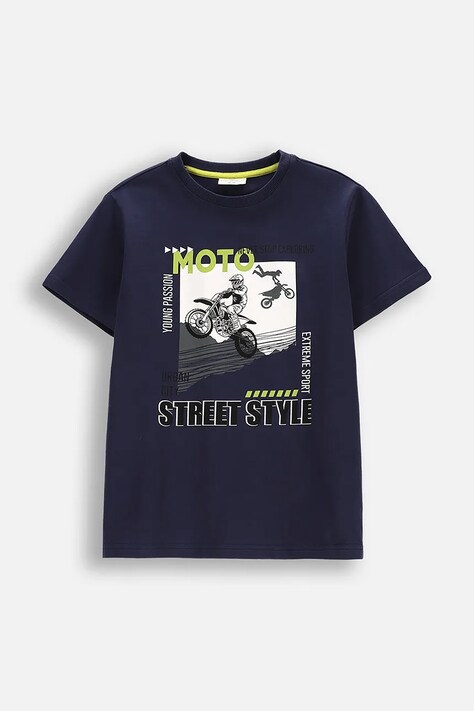 Coccodrillo tricou de bumbac pentru copii culoarea bleumarin, cu imprimeu, EVERYDAY BOY