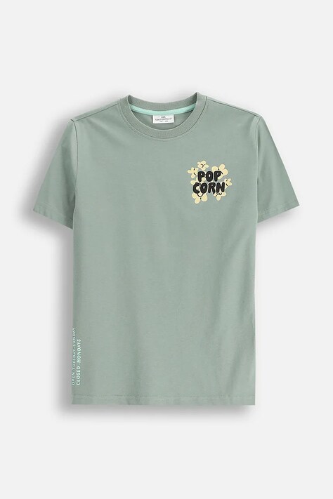 Coccodrillo t-shirt bawełniany dziecięcy kolor zielony z nadrukiem EVERYDAY BOY
