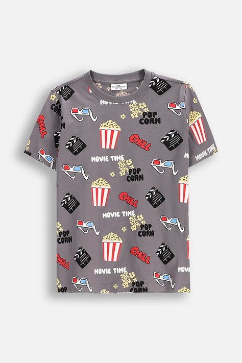 Coccodrillo t-shirt bawełniany dziecięcy kolor szary wzorzysty EVERYDAY BOY