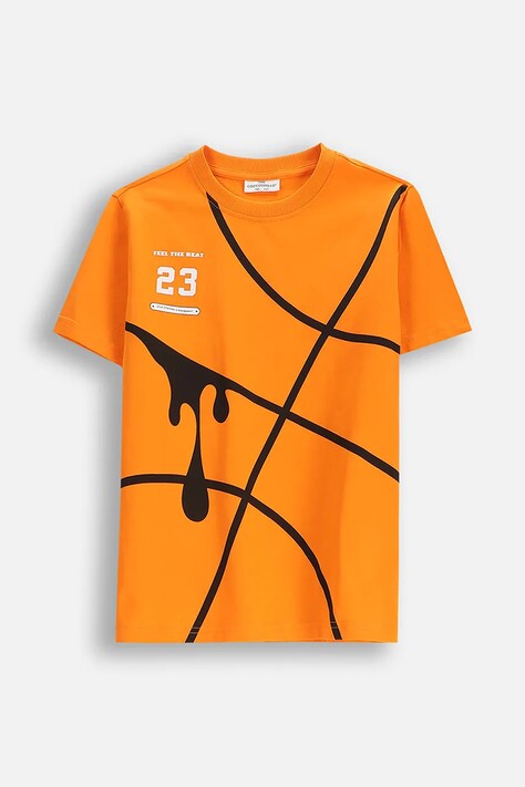 Coccodrillo t-shirt bawełniany dziecięcy kolor pomarańczowy wzorzysty EVERYDAY BOY