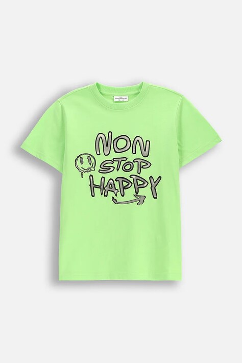 Dětské bavlněné tričko Coccodrillo zelená barva, s potiskem, EVERYDAY BOY