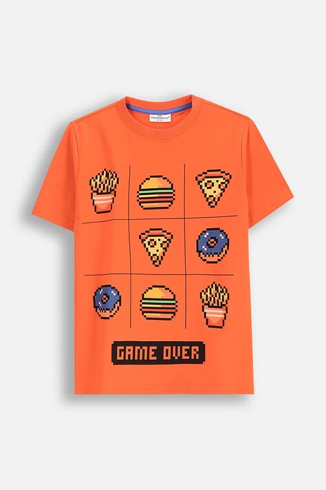 Coccodrillo t-shirt bawełniany dziecięcy kolor pomarańczowy wzorzysty EVERYDAY BOY