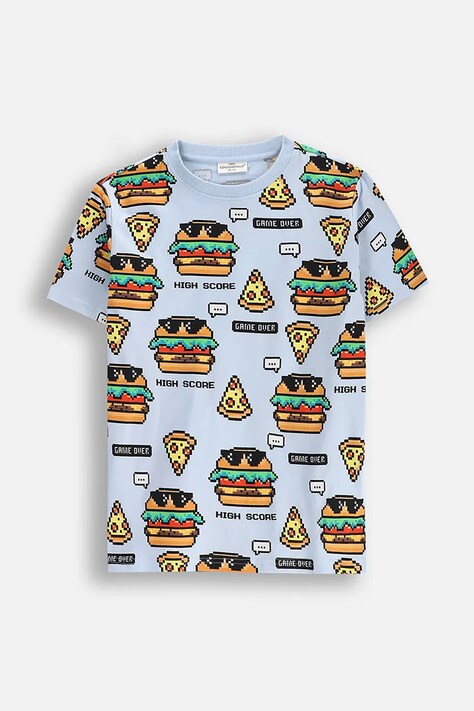 Coccodrillo t-shirt bawełniany dziecięcy kolor niebieski wzorzysty EVERYDAY BOY