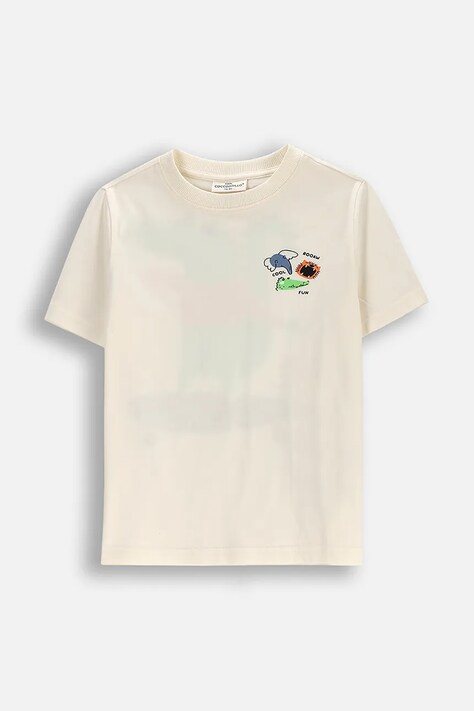 Coccodrillo t-shirt bawełniany dziecięcy kolor beżowy z nadrukiem EVERYDAY BOY
