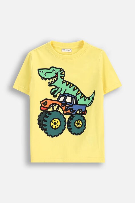 Coccodrillo t-shirt bawełniany dziecięcy kolor żółty z nadrukiem EVERYDAY BOY