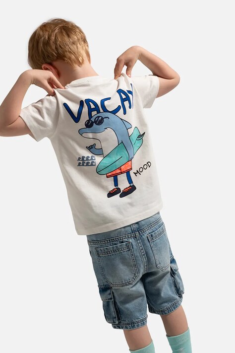 Dětské bavlněné tričko Coccodrillo béžová barva, HOLIDAY SPLASH BOY KIDS
