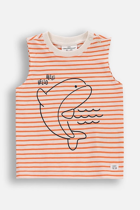 Coccodrillo tricou fără mâneci culoarea portocaliu, cu imprimeu, HOLIDAY SPLASH BOY NEWBORN