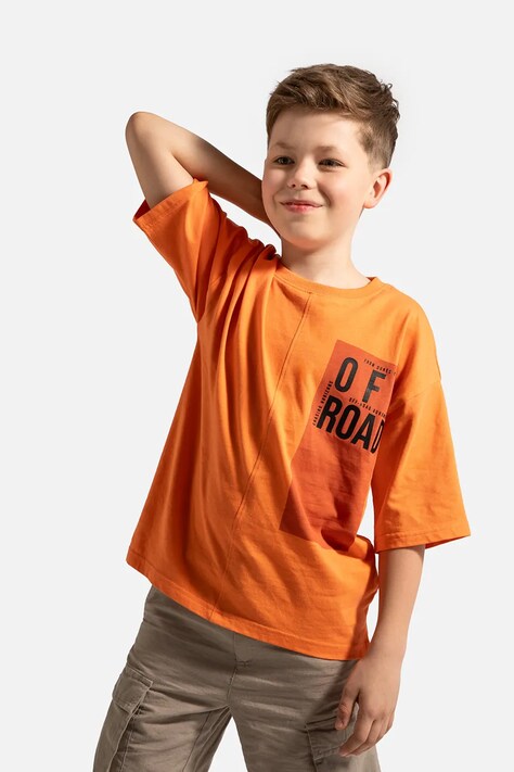 Bavlněné tričko Coccodrillo oranžová barva, s potiskem, WILD SAFARI BOY JUNIOR