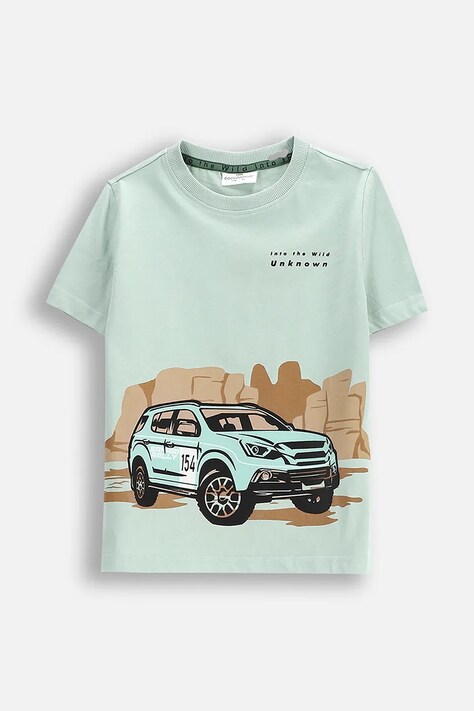 Μπλουζάκι Coccodrillo χρώμα: τιρκουάζ, WILD SAFARI BOY KIDS