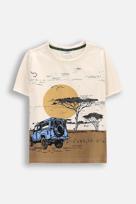 Μπλουζάκι Coccodrillo χρώμα: μπεζ, WILD SAFARI BOY KIDS