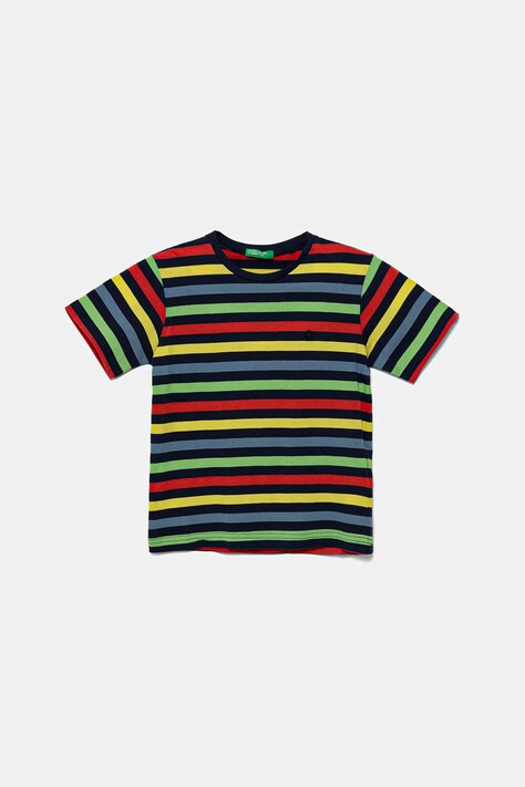 United Colors of Benetton gyerek pamut póló sötétkék, mintás, 3FHXG10HR