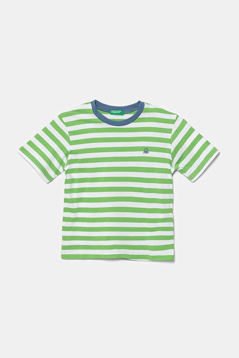 Detské bavlnené tričko United Colors of Benetton zelená farba, vzorovaný, 3FHXG10HR