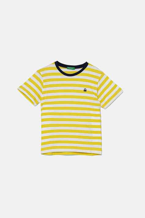 Detské bavlnené tričko United Colors of Benetton zelená farba, vzorovaný, 3FHXG10HR