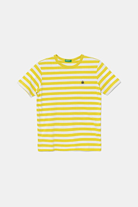 United Colors of Benetton t-shirt bawełniany dziecięcy kolor zielony wzorzysty 3FHXC10MW