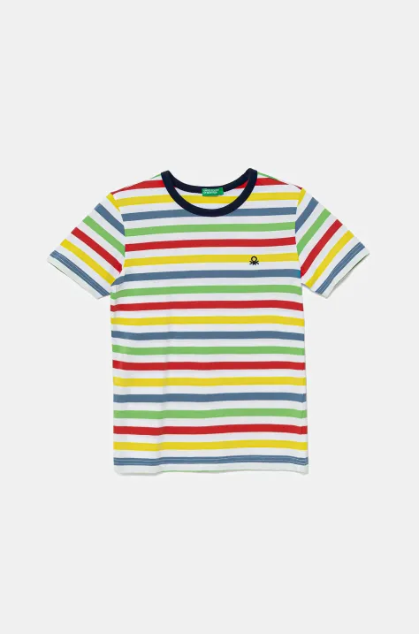 Dječja pamučna majica kratkih rukava United Colors of Benetton s uzorkom, 3FHXC10MW