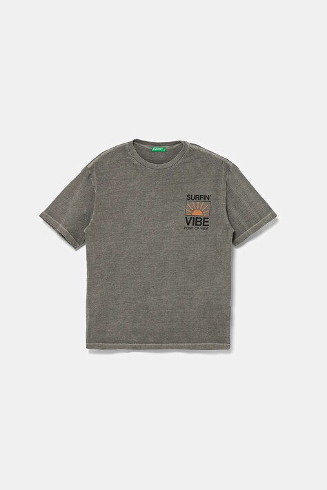 United Colors of Benetton t-shirt bawełniany dziecięcy kolor szary z nadrukiem 3PCMC10N7