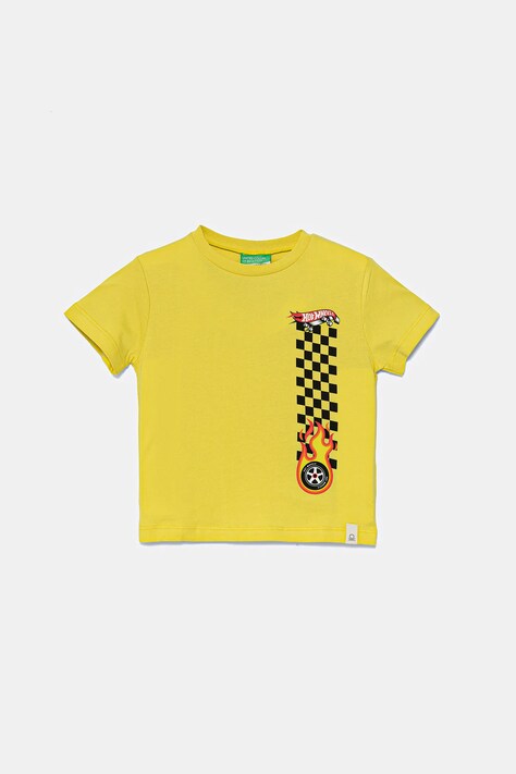 United Colors of Benetton t-shirt bawełniany dziecięcy kolor zielony z nadrukiem 3I1XG10I3