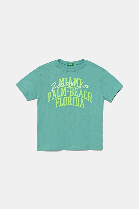 Dječja pamučna majica kratkih rukava United Colors of Benetton boja: tirkizna, s tiskom, 3JERC10PE