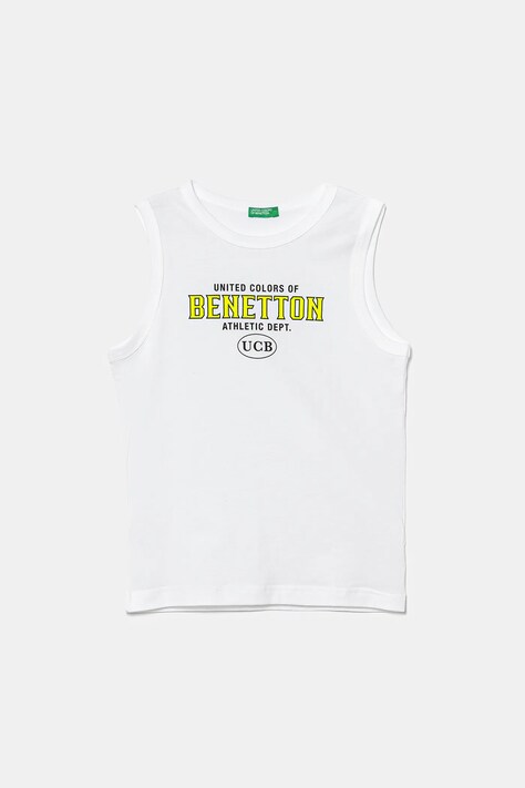 United Colors of Benetton top din bumbac pentru copii culoarea alb, cu imprimeu, 3I1XCH01W
