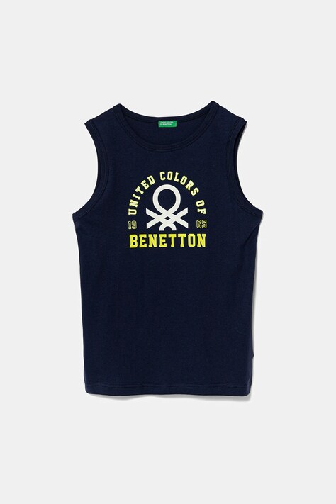 Детский хлопковый топ United Colors of Benetton цвет синий с принтом 3I1XCH01W