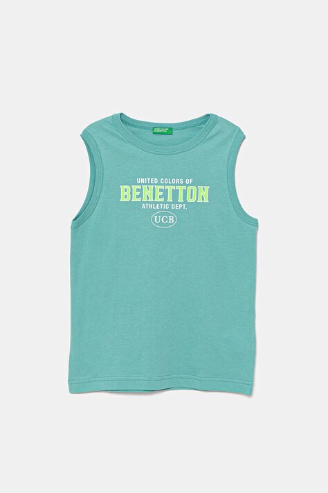 Παιδικό βαμβακερό τοπ United Colors of Benetton χρώμα: τιρκουάζ, 3I1XCH01W