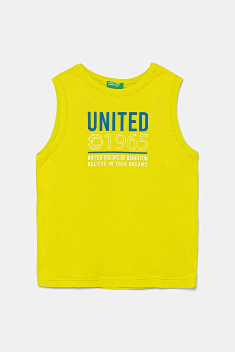 United Colors of Benetton top din bumbac pentru copii culoarea verde, cu imprimeu, 3I1XCH01W