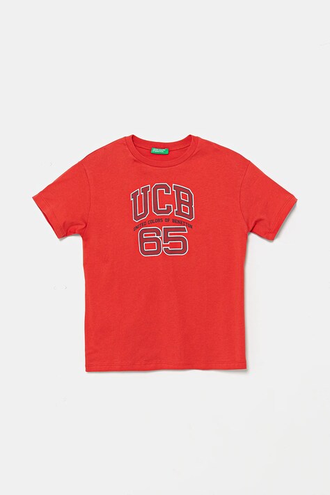 United Colors of Benetton t-shirt bawełniany dziecięcy kolor czerwony z nadrukiem 3I1XC10OO