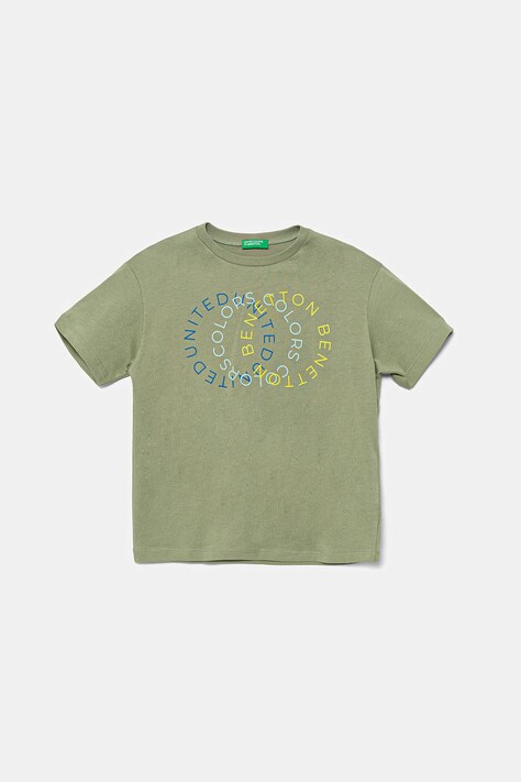 United Colors of Benetton tricou de bumbac pentru copii culoarea verde, cu imprimeu, 3I1XC10OO
