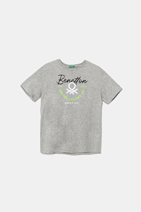 United Colors of Benetton t-shirt bawełniany dziecięcy kolor szary z nadrukiem 3I1XC10OO