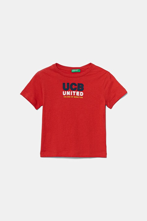 Dětské bavlněné tričko United Colors of Benetton červená barva, s potiskem, 3I1XG10JO