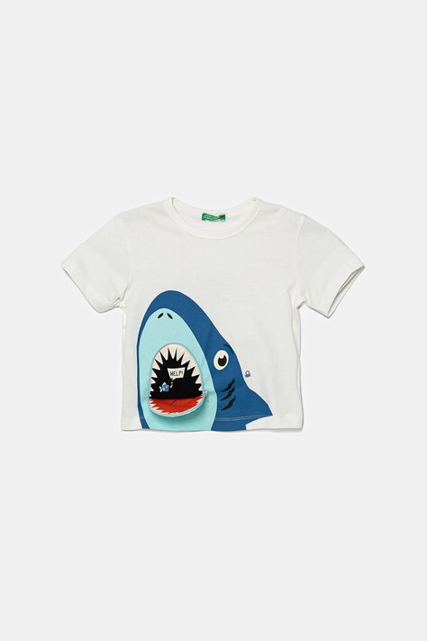 United Colors of Benetton t-shirt bawełniany dziecięcy kolor biały z nadrukiem 3I1XG10JL