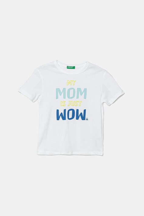 United Colors of Benetton t-shirt bawełniany dziecięcy kolor biały z nadrukiem 3I1XG10JM